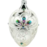 Bombka szklana Ekskluzywne jajo Faberge z kamieniami - srebrne