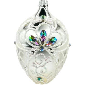 Bombka szklana Ekskluzywne jajo Faberge z kamieniami - srebrne