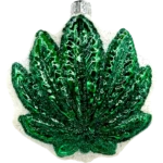 Bombka szklana Zielony liść konopi