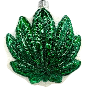 Bombka szklana Zielony liść konopi