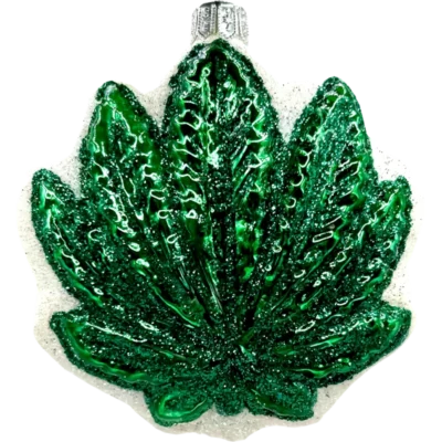 Bombka szklana Zielony liść konopi