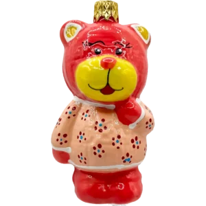 Bombka szklana Uroczy miś w różowym sweterku