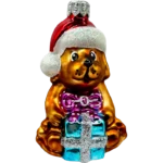 Bombka szklana Piesek z prezentem