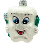 Bombka szklana Uśmiechnięty ząbek z pastą i szczoteczką - biały, zielony