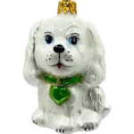Bombka szklana Uroczy piesek z serduszkiem - biało-zielony