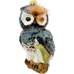 Bombka szklana Sowa z księgą - brązowa