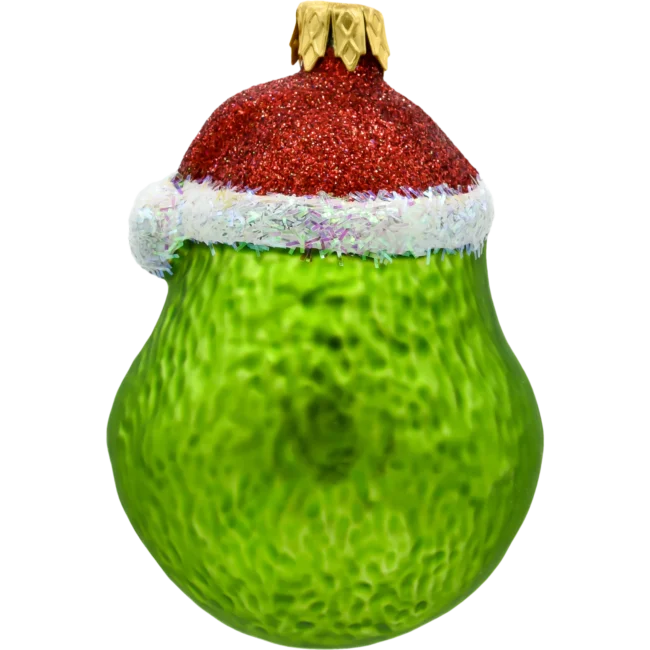 Szklana Bombka Choinkowa Figurka Zielony stwór Grinch w czapce Mikołaja tył