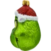 Szklana Bombka Choinkowa Figurka Zielony stwór Grinch w czapce Mikołaja profil