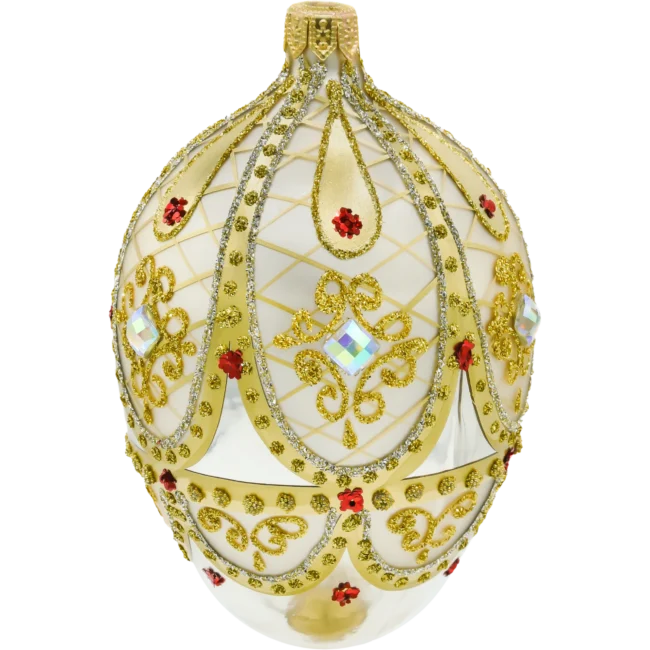 Szklana Bombka Choinkowa Figurka Ekskluzywne jajo Faberge z kamieniami: złote bok