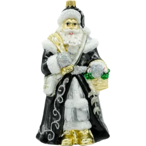 Szklana Bombka Choinkowa Figurka Święty Mikołaj w czarnej szacie