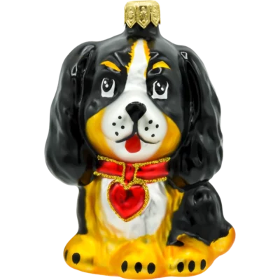 Szklana Bombka Choinkowa Figurka Berneńczyk z czerwoną kokardką