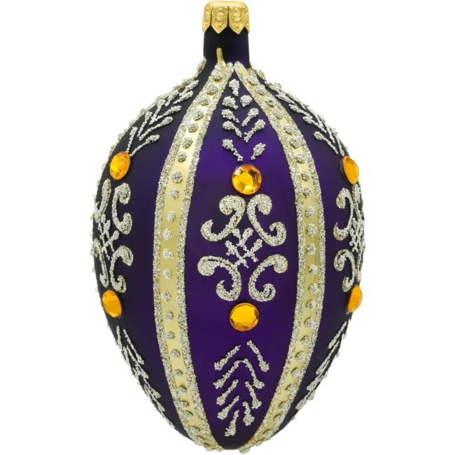 Szklana Bombka Choinkowa Figurka Ekskluzywne jajo Faberge z kamieniami: purpurowe bok