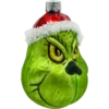 Bombka szklana Syn Bombkarza Zielony stwór Grinch w czapce Mikołaja bok