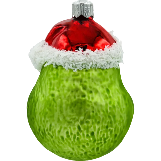 Bombka szklana Syn Bombkarza Zielony stwór Grinch w czapce Mikołaja tył
