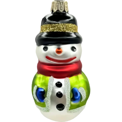 Bombka szklana Uśmiechnięty bałwanek w szaliku - kolorowy