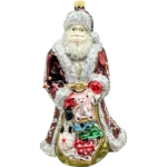 Bombka szklana Święty Mikołaj z workiem prezentów - bordowy
