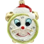 Bombka szklana Zegar z czapką Mikołaja - jasnozielony