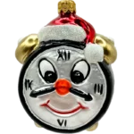 Bombka szklana Zegar świąteczny z czapką - czarny