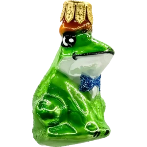 Bombka szklana Żaba z koroną i muszką