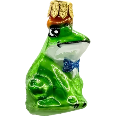 Bombka szklana Żaba z koroną i muszką