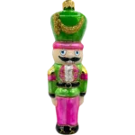 Bombka szklana Żołnierz Dziadek do orzechów - zielony, różowy