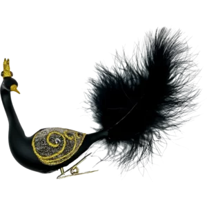 Bombka szklana Królewski paw z ogonem - czarny