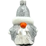 Bombka szklana Gnom z srebrną czapą - brokatowy