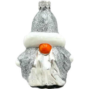 Bombka szklana Gnom z srebrną czapą - brokatowy