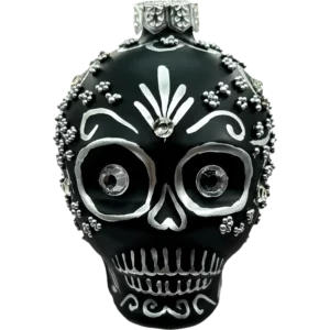 Bombka szklana Czaszka w stylu Sugar Skull - srebrna