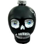Bombka szklana Mroczna czaszka z hipnotyzującymi białymi oczami - czarna