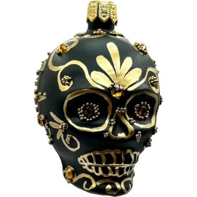 Bombka szklana Czaszka w stylu Sugar Skull - złota