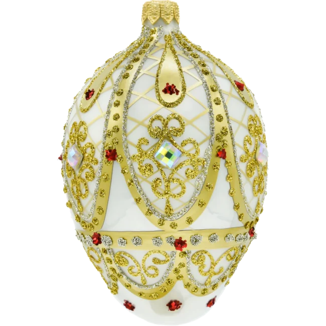 Szklana Bombka Choinkowa Figurka Ekskluzywne jajo Faberge z kamieniami: białe