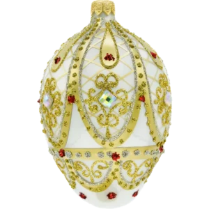 Szklana Bombka Choinkowa Figurka Ekskluzywne jajo Faberge z kamieniami: białe