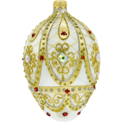 Szklana Bombka Choinkowa Figurka Ekskluzywne jajo Faberge z kamieniami: białe