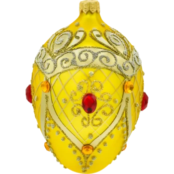 Ekskluzywne jajo Faberge z rubinem: żółte