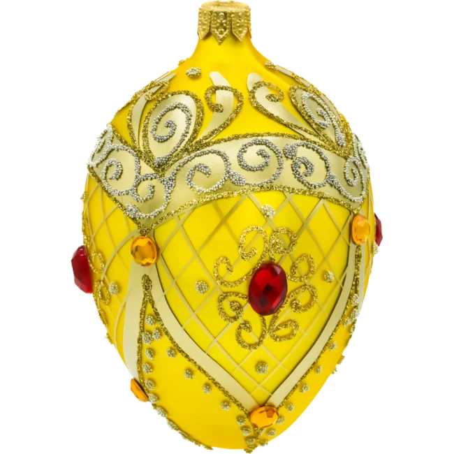 Szklana Bombka Choinkowa Figurka Ekskluzywne jajo Faberge z rubinem: żółte bok