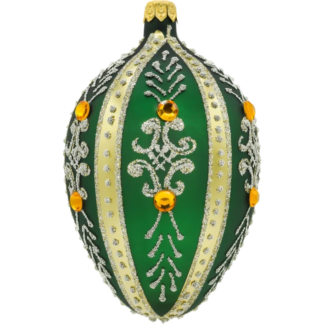 Szklana Bombka Choinkowa Figurka Ekskluzywne jajo Faberge z kryształami: zielone