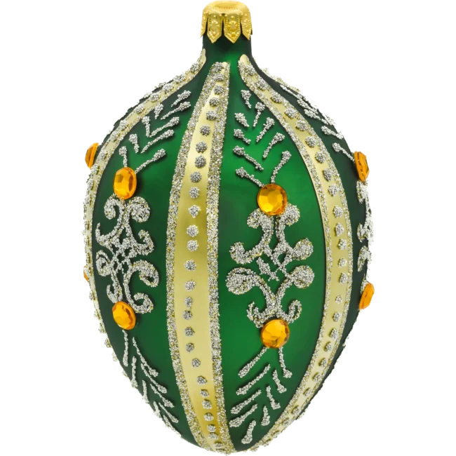 Szklana Bombka Choinkowa Figurka Ekskluzywne jajo Faberge z kryształami: zielone bok
