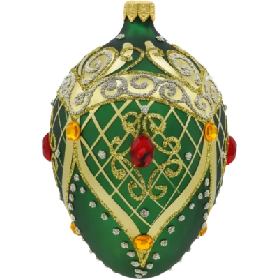 Szklana Bombka Choinkowa Figurka Ekskluzywne jajo Faberge z rubinem: zielone