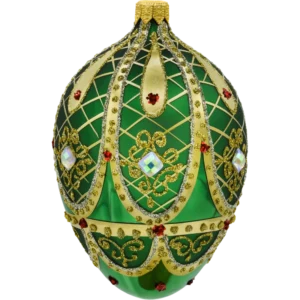 Szklana Bombka Choinkowa Figurka Ekskluzywne jajo Faberge z kamieniami: zielone