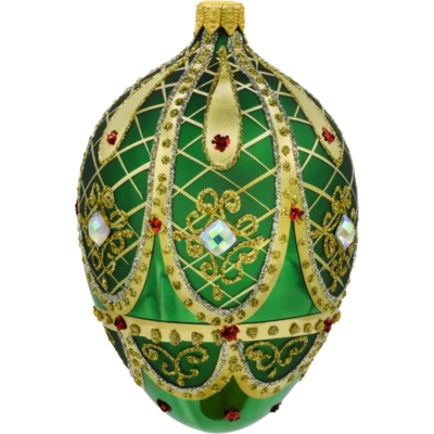 Szklana Bombka Choinkowa Figurka Ekskluzywne jajo Faberge z kamieniami: zielone