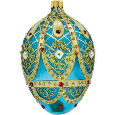 Szklana Bombka Choinkowa Figurka Ekskluzywne jajo Faberge: turkusowe