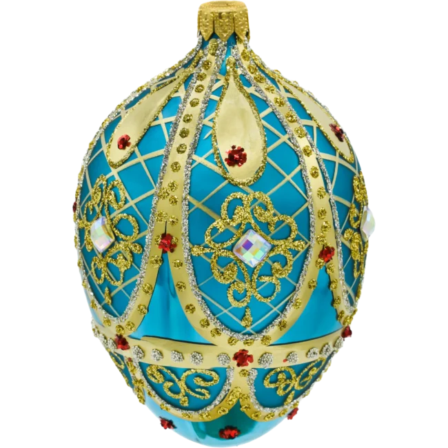 Szklana Bombka Choinkowa Figurka Ekskluzywne jajo Faberge: turkusowe bok