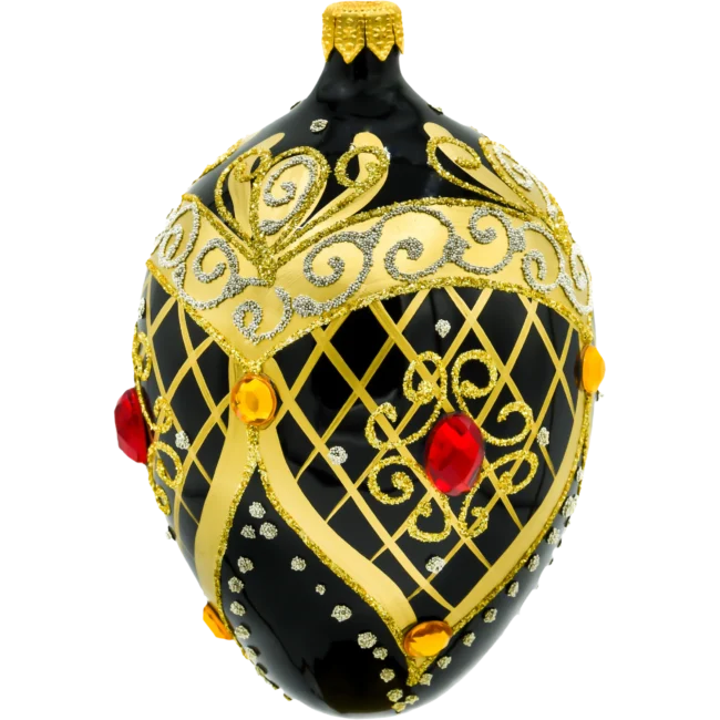 Szklana Bombka Choinkowa Figurka Ekskluzywne jajo Faberge z rubinem: czarne bok