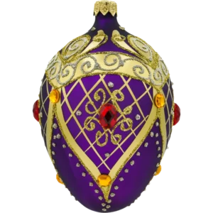 Szklana Bombka Choinkowa Figurka Ekskluzywne jajo Faberge z kryształami: purpurowe