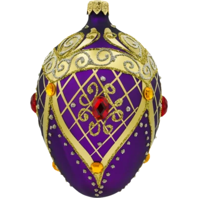 Szklana Bombka Choinkowa Figurka Ekskluzywne jajo Faberge z kryształami: purpurowe