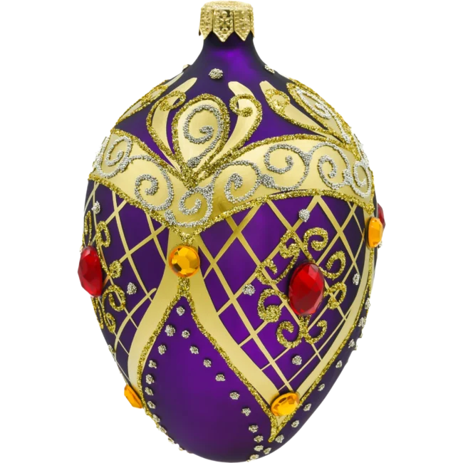 Szklana Bombka Choinkowa Figurka Ekskluzywne jajo Faberge z kryształami: purpurowe bok