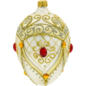 Szklana Bombka Choinkowa Figurka Ekskluzywne jajo Faberge z rubinem: białe