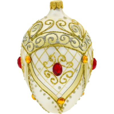 Szklana Bombka Choinkowa Figurka Ekskluzywne jajo Faberge z rubinem: białe