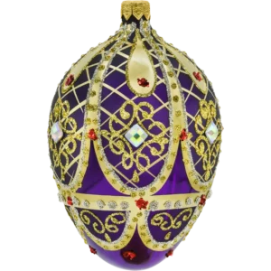 Szklana Bombka Choinkowa Figurka Ekskluzywne jajo Faberge z kryształem: purpurowe